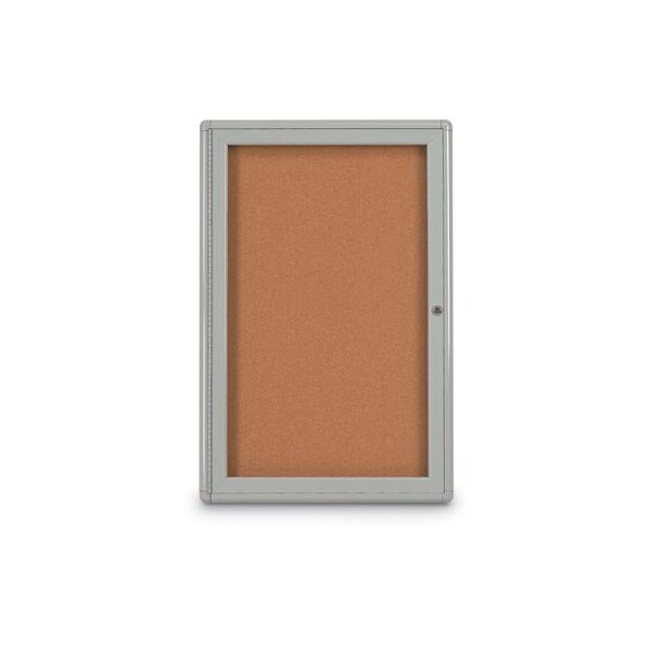 Single Door Radius Corkboard, 18"x24", Sat, UV7000RC-SATINRC-BLACK